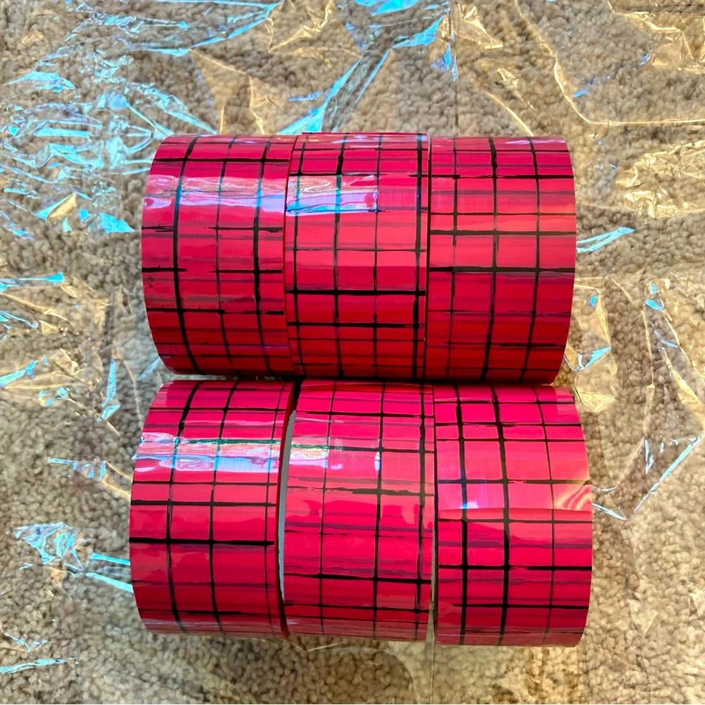 PACKAGING Or PACKING TAPE Lot Of 6 Rolls Pink And Black Pattern 2 inches Wide